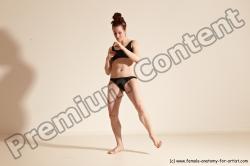 Underwear Martial art Woman White Moving poses Slim medium brown Dynamic poses Academic